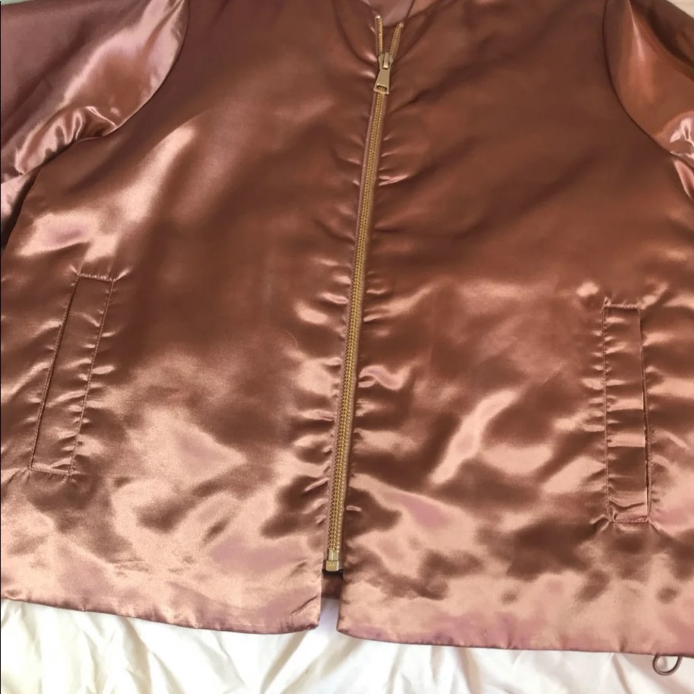 Top Shop Satin Pink Bomber Jacket - Picture 2 of 4